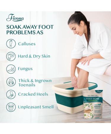Fivona Foot Care Kit 2-in-1: Epsom Salt & Essential Oils Soak for Tired Feet Cracked Heels & Calluses - Collapsible Basin for Home Spa - Buy Online on GoSupps.com