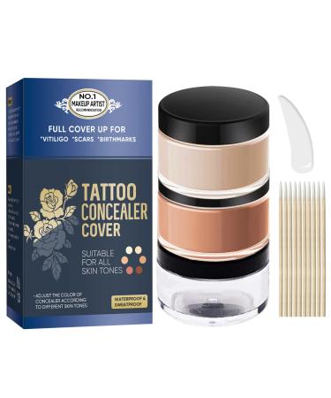Tattoo Cover Up  Tattoo Concealer Makeup Waterproof and Natural-looking  2 Colors Concealer Makeup that Covers Tattoos  Scar  Dark Spots  Birthmarks and Vitiligo
