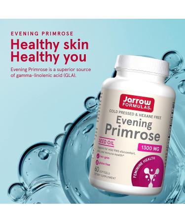 Jarrow Formulas Evening Primrose 1300 mg Softgels - Skin Health & Immune Support - 60 Servings - Buy Online on GoSupps.com