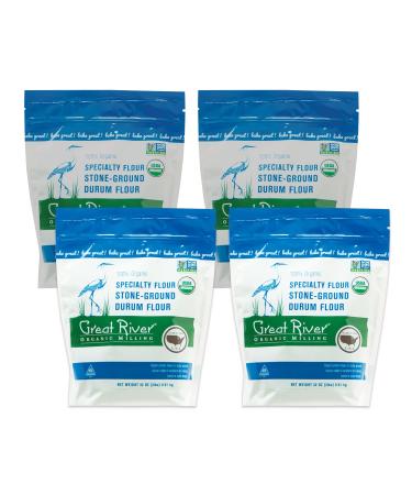 Great River Organic Milling Organic Whole Grain Durum Flour, 2 Pound, 4 Count Stone Ground 2 Pound (Pack of 4)
