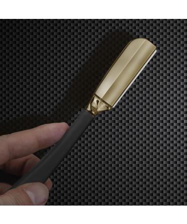 Professional Gold Straight Shaving Razor for Men | Stainless Steel Cut Throat Shavette | Salon Quality Barber Razor - Buy Online on GoSupps.com