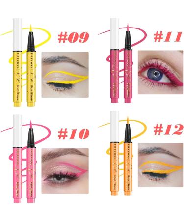 Colored Eye Liner | Waterproof Fluorescent Eye Liner Face Glitter | 12 Colors Face Glitter Pigmented Graphic Liners UV Neon Liquid Eye Liner Set for Holiday Birthday - Buy Online on GoSupps.com