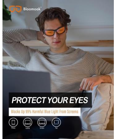 Bloomoak 99% Blue Light Blocking Glasses for Night Sleep Gaming & Screen Use | Protect Your Eyes from Computers Tablets & Phones - Buy Online on GoSupps.com