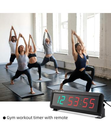 Pellor Fitness Timer - 6-Digit LED Gym Timer with Remote Control 12/24 Hour Format Stopwatch & Interval Training Clock for CrossFit - International Shipping Available - Buy Online on GoSupps.com