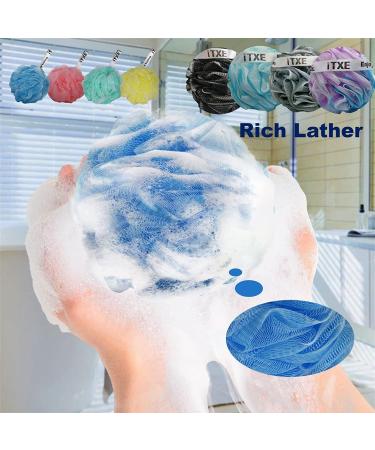 iTXE Premium Loofah Bath Sponge Set - Exfoliating Shower Scrubber for Cleanse & Lather, Gentle on All Skin Types - Grey, 3 Pack - Buy Online on GoSupps.com