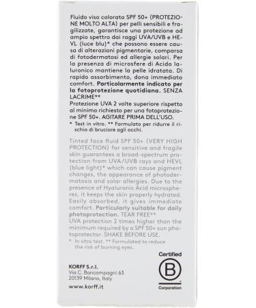  Korff Korff 365 Protection - Ultra 100 Color Fluid Face SPF50+ Very High Sun Protection for Sensitive Skin 40 ml - Buy Online on GoSupps.com
