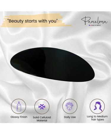 Parcelona French Oval Celluloid Glossy Black Automatic Hair Clip Barrette - Strong Hold Hair Accessory for Girls and Women - Made in France - (Black) - Buy Online on GoSupps.com