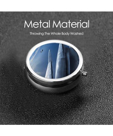 Aircraft Fighter Jets Round Pill Box | 3 Compartment Portable Travel Medicine Organizer | Mini Decorative Pocket Purse - Buy Online on GoSupps.com