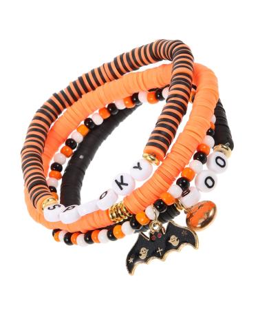 COHEALI 1 Set Bracelets Aesthetic Halloween Bead Bracelets Elastic Bracelet Charm Bracelets Decorative Beaded Bracelet Beads Bracelet for Women Wrist Decor Miss Polymer Clay Letter Jewelry