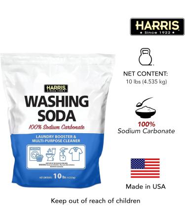 Harris Washing Soda 10lb - Sodium Carbonate Laundry Booster & Multipurpose Cleaner for Effective Cleaning | International Shipping Available - Buy Online on GoSupps.com