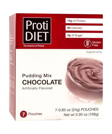 ProtiDiet Creamy High Protein Chocolate Pudding, 15g Protein, Low Calorie, Low Carb, Low Fat, Low Sugar, Aspartame Free, No Gluten Ingredients, KETO Diet Friendly, Ideal Protein Compatible, 7/ Box - Buy Online on GoSupps.com