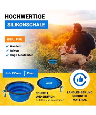 Premium Foldable Silicone Dog Bowl 380ml - FDA Approved | Huskl Portable Pet Bowl for Dogs & Cats - Ideal for Travel Feeding & Water - Buy Online on GoSupps.com
