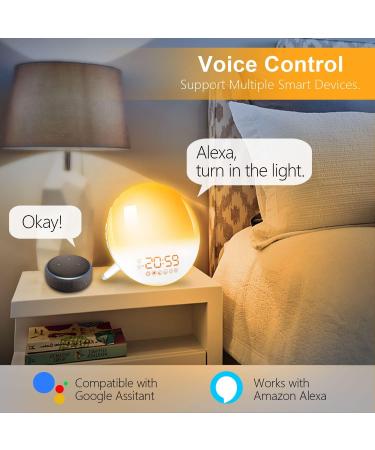 Ghustar Lichtwecker Wake Up Light - Daylight Alarm Clock with Sunrise & Sunset 7 Colors 2 Alarms 7 Natural Sounds FM Radio 20 Brightness Levels Ideal LED Night Light for Adults - Buy Online on GoSupps.com