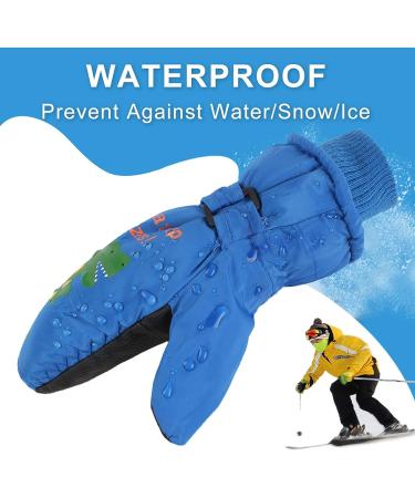 XIAOHAWANG Kids Ski Gloves | Waterproof Dinosaur Mittens for Boys & Girls | Royal Blue | Ages 2-8 - Buy Online on GoSupps.com