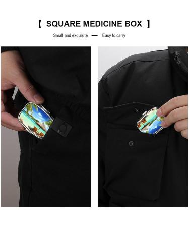 Pill Box Tropical Holidays Print | 2 Compartment Medicine Organizer | Decorative Metal Portable Pill Case for Pocket & Purse - Buy Online on GoSupps.com