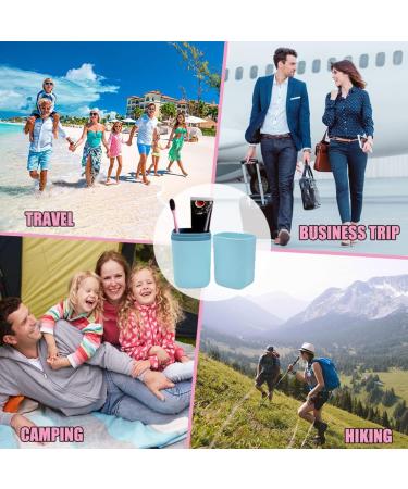 Travel Toothbrush Set - 3-Piece Portable Cup & Holder for Kids - Ideal for Camping Business Trips & Home - Blue Pink Green - Buy Online on GoSupps.com