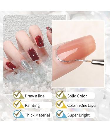 VERONNI Glitter Gel Nail Polish Set - Chrome Platinum Sparkly Colors for Home DIY Manicure - Buy Online on GoSupps.com