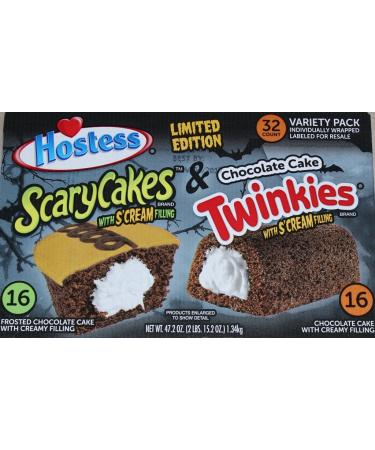 Hostess Scary Cakes and Chocolate Cake Twinkies - 32 Variety Pack Individually Wrapped