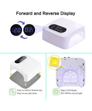 72W Cordless LED Nail Lamp - Rechargeable UV Gel Nail Dryer with 4 Timer Settings | Portable Nail Art Tools for Home & Salon - Buy Online on GoSupps.com