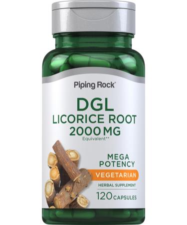 Piping Rock DGL Supplement | 2000mg | 120 Capsules | Licorice Root | Mega Potency | Herbal Extract | Vegetarian Non GMO Gluten Free