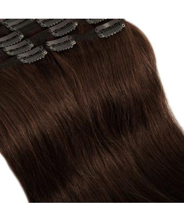 Clip in extensions real hair 8 PCs 18 clips real hair extensions clip in Dick Dopplet Tress 100% remy hair extension (60cm-170g 2 dark brown) 60 cm dark brown