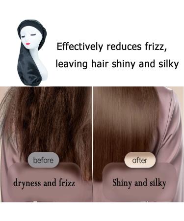 WUBAYI Silk Bonnet Hair Wrap for Sleeping - Satin Sleep Cap for Women and Girls with Wide Elastic Band - Soft Hair Bonnet for Curly Hair - Black - Buy Online on GoSupps.com