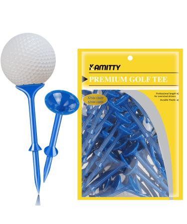 Kamitty Golf Tees Plastic Unbreakable Golf Tees 3 1/4" Pack of 50 with Big Cup & 8 Prongs Blue Step 50 pack