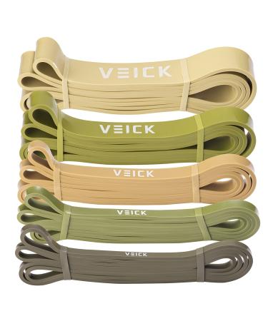 VEICK Resistance Bands, Pull Up Assistance Bands, Workout Exercise Bands, Long Resistance Bands Set for Men and Women, Elastic Bands for Stretch, Power Weighted Gyms at Home Fitness Equipment Green set of 5