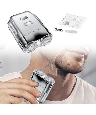 Huyath Small Beard Trimmer | Waterproof Men Electric Shaver - USB Rechargeable Quiet Automatic Beard Grooming Trimmer for Camping Business Trip Journey Silver - Buy Online on GoSupps.com