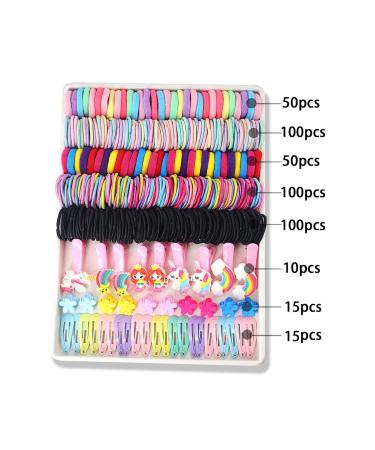 Shop Inskids 440-Part Hair Accessories Set for Girls | Candy Colors Nylon Hair Gums Elastic Ponytail Holders & Cartoon Clips for All Hair Types - Buy Online on GoSupps.com