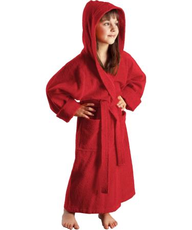 Arus Children's Bathrobe with Hood - 100% Cotton Terry Eco-Tex Certified Long - Boys & Girls | Large Color Selection (176 Red) - Buy Online on GoSupps.com