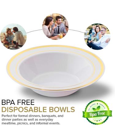Stock Your Home Plastic Party Bowls (50 Pack) 12 Oz - Elegant Disposable Dinnerware for Parties, Holidays, and Weddings - Shatterproof Tableware in Gold - Buy Online on GoSupps.com