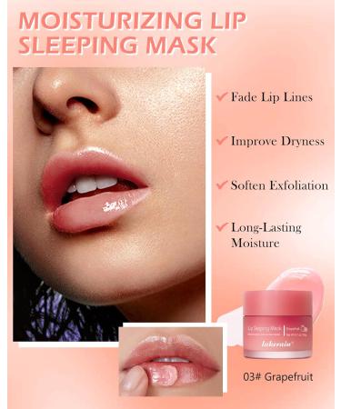 Sleeping Lip Mask Moisturising Lip Mask Overnight Ultra Nourishing Lip Sleeping Mask with Wall Hydrating & Lip Care Treatment Repairs for Women with Dry and Wrinkle Lips-03 3# Grapefruit - Buy Online on GoSupps.com