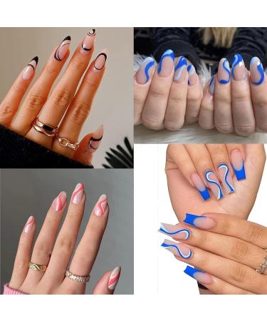 Mezerdoo Swirl French Line Nail Stamping Plates D-31 and D-32 - Geometric Wave, Stripes, Flower Nail Art Stencils (2pcs) - Stainless Steel Nail Art Tools - Buy Online on GoSupps.com