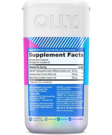 OLLY Lovin Libido Capsules Boost Desire with Ashwagandha Maca & Damiana Vegetarian Supplement for Women 20 Day Supply - 40 Count (Pack of 2) - Buy Online on GoSupps.com
