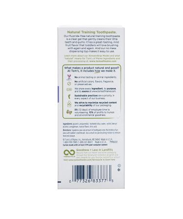 Tom's of Maine Toddlers Fluoride-Free Natural Toothpaste in Mild Fruit Gel  1.75 Ounce (Pack of 6) - Buy Online on GoSupps.com
