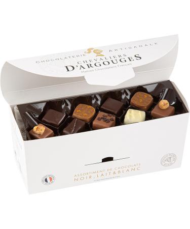 CHEVALIERS D'ARGOUGES French Master Chocolatiers - Assortment of dark chocolates 70% milk 33% and white - Ballotin tastin - Buy Online on GoSupps.com