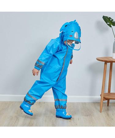 De feuilles Kids Button Rain Suit | Waterproof Hooded Raincoat Jumpsuit 7-9 Years Blue - Buy Online on GoSupps.com