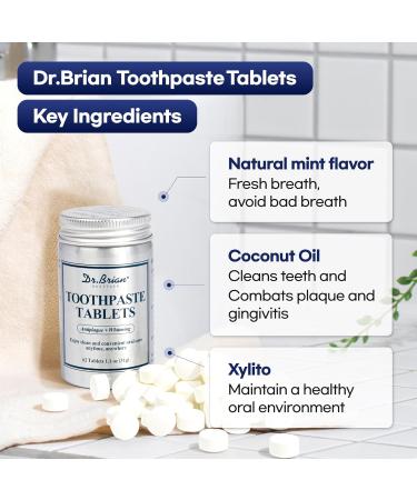 Dr.Brian Toothpaste Tablets - Nano Hydroxyapatite Toothpaste, Fluoride & Plastic Free, Eco & Travel Friendly Chewable Tablet, Remineralizing & Natural Whitening Mouthwash Tablets, 62 Tabs - Buy Online on GoSupps.com