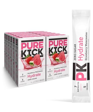Pure Kick Hydration Singles To Go Drink Mix, Strawberry Watermelon, Includes 12 Boxes with 6 Packets in each Box, 72 Total Packets