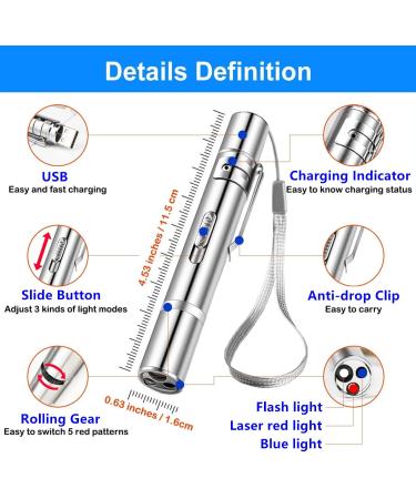 Laser Pointer Cat Toy - Interactive Red Dot Clicker for Indoor Cats and Dogs - Long Range Outdoor Chaser Teaser Stick - USB Rechargeable - Bright LED Light - Training Tool - Buy Online on GoSupps.com