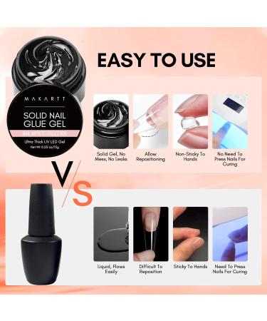 Makartt Solid Nail Glue Gel - Super Adhesive for False Nail Tips | 0.5 fl oz | Long Lasting Lamp Curing Perfect for Salon & Home Use | Clear Nail Art Solution - Buy Online on GoSupps.com