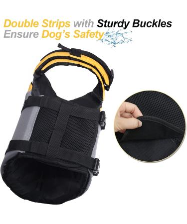 Vivaglory Sports Style Life Jacket for Large Dogs - Durable Adjustable Excellent Buoyancy Safe Fastening Yellow (L: 66-79 cm) - Buy Online on GoSupps.com