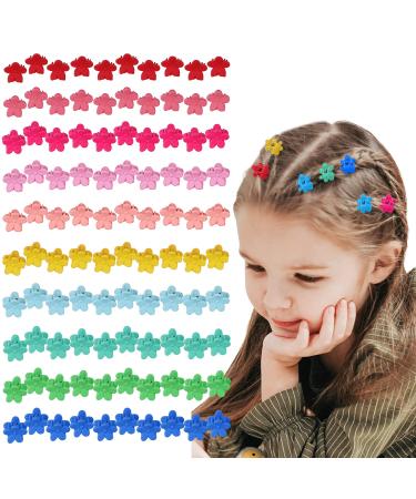 100 PCS Small Hair Clips for Girls  Mini Hair Claw Clips for Women  Tiny Hair Clips with Flowers  Girls Butterfly Hair Clips  Hair Accessories for Girls  Plastic Small Claw Hair Clips with 10 Colors 2