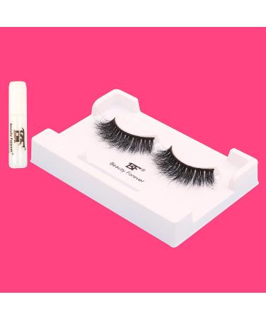 Beauty Forever Faux Mink 3D Eyelashes Dramatic Texture & Wispy Handmade & Reusable With Latex Free Glue Leila No. 119 - Buy Online on GoSupps.com