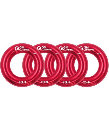 GM CLIMBING Rappel Ring 25kN for Rock Climbing Arborist Rescue Slackline Hammock Pack 2. Small-Red Pack of 4