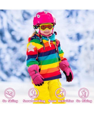 Olreco Kids Snow Gloves - Waterproof Winter Ski Gloves for Boys & Girls (7-10 Years) - Rose - Buy Online on GoSupps.com