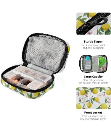 Naanle Watercolor Floral Lemon Pill Box | 7-Day Travel Pill Organizer | Compact Vitamin & Supplement Holder - Buy Online on GoSupps.com