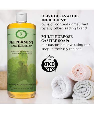 Carolina Peppermint Castile Soap 32oz - Organic Body Wash with Skin-Softening Olive Oil - Vegan and Pure Castile Soap Liquid - Buy Online on GoSupps.com