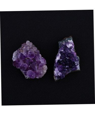 PRETYZOOM Purple Ornament 2pcs Amethyst Cluster Chips Rock Amethyst Gravel Geode Natural Crystal Adornment Irregular Fluorite - Buy Online on GoSupps.com